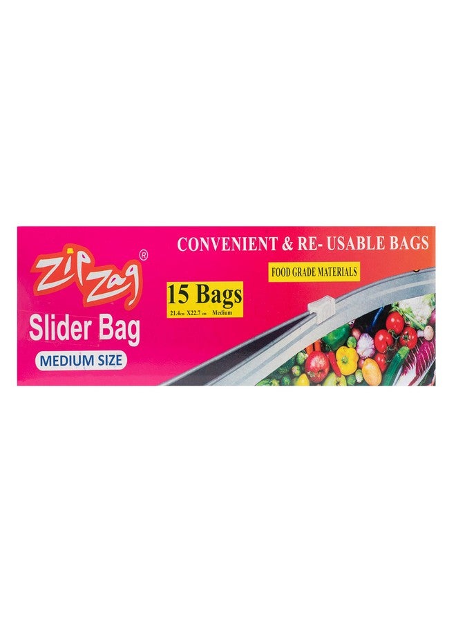 ZIPZAG Swab Zipper Seal Freezer Food Storage Microwave Safe,Re-Usable Bags (8.5 X 9 inch Medium) - Pack of 01- 15 Bag(Plastic, Multicolor) - Image 1